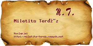 Miletits Teréz névjegykártya